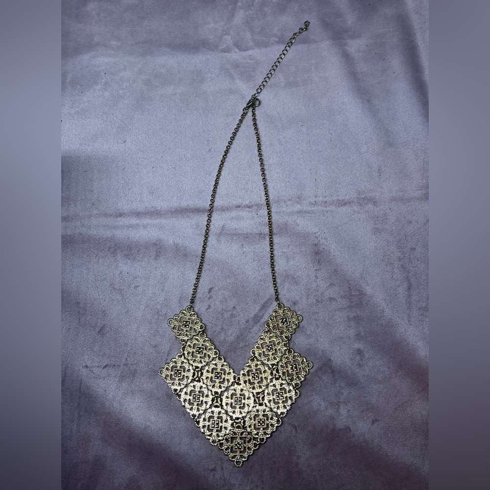 Intricate Gold Plated Lace Necklace